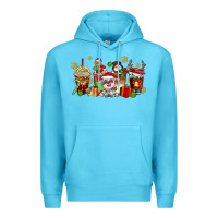 Ocean Blue christmas cow coffee cups Premium Hoodie - AdoDesignShop