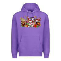 Purple christmas cow coffee cups Premium Hoodie - AdoDesignShop