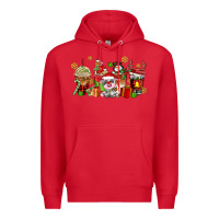 Red christmas cow coffee cups Premium Hoodie - AdoDesignShop