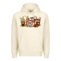 Sandshell christmas cow coffee cups Premium Hoodie - AdoDesignShop