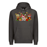 Smoke christmas cow coffee cups Premium Hoodie - AdoDesignShop
