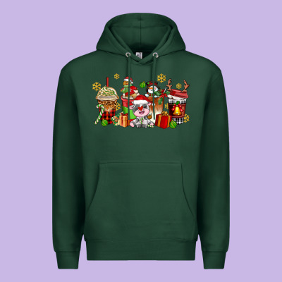 Christmas Cow Coffee Cups Premium Hoodie Designed By Adodesignshop