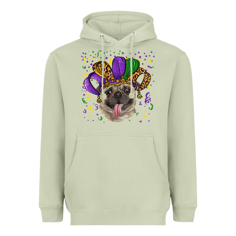 Mardi Gras Hat Pug Heavyweight Hoodie by RanaPortraitStore | Teevron