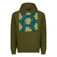 Army Green colorful tropical flowers seamless pattern Premium Hoodie - BundleAndBundleShop