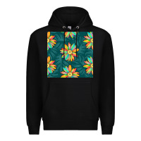 Black colorful tropical flowers seamless pattern Premium Hoodie - BundleAndBundleShop