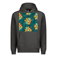 Charcoal Heather colorful tropical flowers seamless pattern Premium Hoodie - BundleAndBundleShop