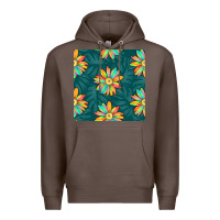 Coffee colorful tropical flowers seamless pattern Premium Hoodie - BundleAndBundleShop