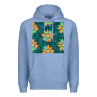 Colony Blue colorful tropical flowers seamless pattern Premium Hoodie - BundleAndBundleShop