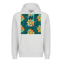 Dove Grey colorful tropical flowers seamless pattern Premium Hoodie - BundleAndBundleShop