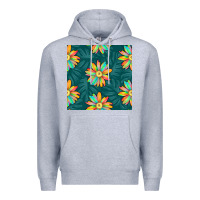 Heather Grey colorful tropical flowers seamless pattern Premium Hoodie - BundleAndBundleShop