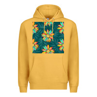 Mustard colorful tropical flowers seamless pattern Premium Hoodie - BundleAndBundleShop