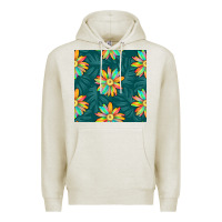 Oatmeal Heather colorful tropical flowers seamless pattern Premium Hoodie - BundleAndBundleShop