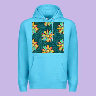 Colorful Tropical Flowers Seamless Pattern Premium Hoodie Designed By Bundleandbundleshop