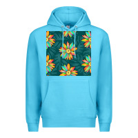 Ocean Blue colorful tropical flowers seamless pattern Premium Hoodie - BundleAndBundleShop