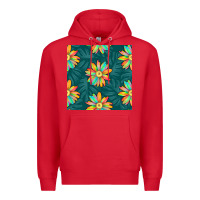 Red colorful tropical flowers seamless pattern Premium Hoodie - BundleAndBundleShop