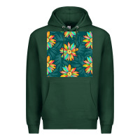 Sports Green colorful tropical flowers seamless pattern Premium Hoodie - BundleAndBundleShop