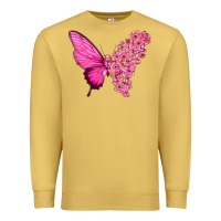 Antique Gold Pink Flowers and Breast Cancer Ribbon Butterfly Premium Sweatshirt - texasbilliewilder