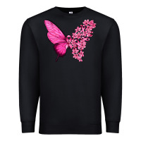 Black Pink Flowers and Breast Cancer Ribbon Butterfly Premium Sweatshirt - texasbilliewilder