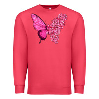 Cardinal Pink Flowers and Breast Cancer Ribbon Butterfly Premium Sweatshirt - texasbilliewilder