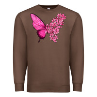 Chestnut Pink Flowers and Breast Cancer Ribbon Butterfly Premium Sweatshirt - texasbilliewilder
