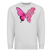 Dove Grey Pink Flowers and Breast Cancer Ribbon Butterfly Premium Sweatshirt - texasbilliewilder