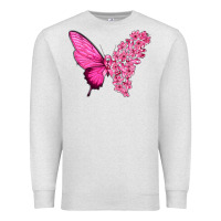 Oatmeal Heather Pink Flowers and Breast Cancer Ribbon Butterfly Premium Sweatshirt - texasbilliewilder