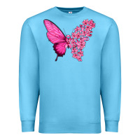 Ocean Blue Pink Flowers and Breast Cancer Ribbon Butterfly Premium Sweatshirt - texasbilliewilder
