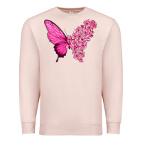 Pale Pink Pink Flowers and Breast Cancer Ribbon Butterfly Premium Sweatshirt - texasbilliewilder
