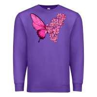 Purple Pink Flowers and Breast Cancer Ribbon Butterfly Premium Sweatshirt - texasbilliewilder
