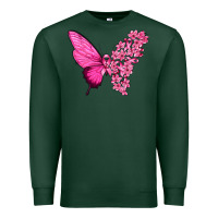 Sports Green Pink Flowers and Breast Cancer Ribbon Butterfly Premium Sweatshirt - texasbilliewilder
