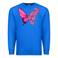 True Royal Pink Flowers and Breast Cancer Ribbon Butterfly Premium Sweatshirt - texasbilliewilder