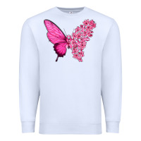 Pink Flowers And Breast Cancer Ribbon Butterfly Premium Sweatshirt | Teevron