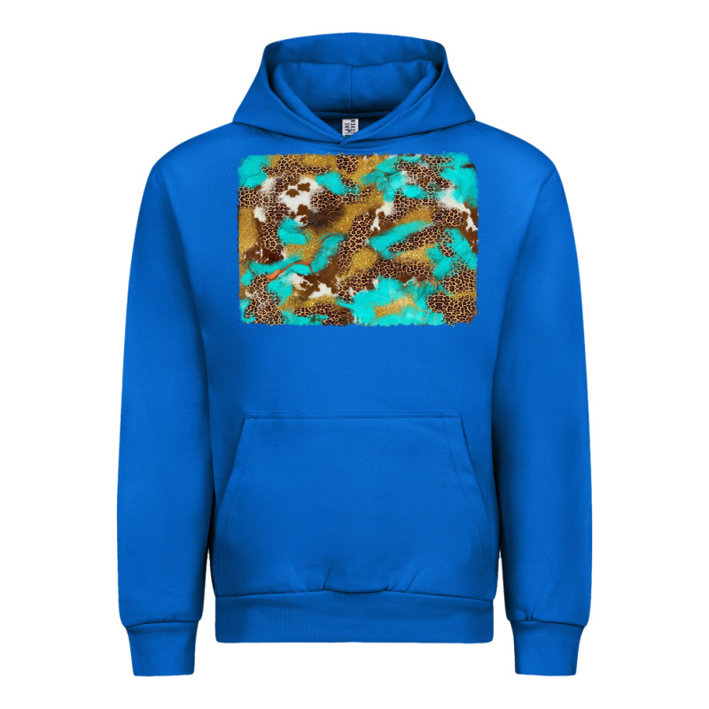 Western Turquoise Leopard And Cowhide Background Urban Hoodie by Artiststas | Teevron