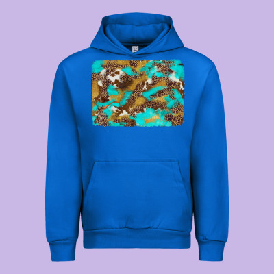 Western Turquoise Leopard And Cowhide Background Urban Hoodie Designed By Artiststas