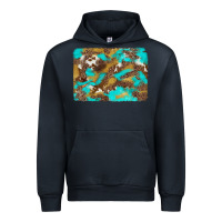 Navy western turquoise leopard and cowhide background Urban Hoodie - Artiststas