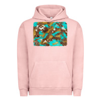 Pigment Salmon western turquoise leopard and cowhide background Urban Hoodie - Artiststas