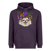Plum mardi gras hat white pomeranian Heavyweight Hoodie - RanaPortraitStore