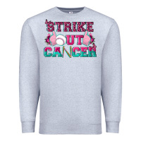 Heather Grey Strike Out Cancer Baseball Premium Sweatshirt - texasbilliewilder