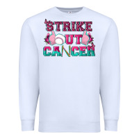 White Strike Out Cancer Baseball Premium Sweatshirt - texasbilliewilder