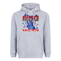 Heather Grey America home of the free Heavyweight Hoodie - texasbilliewilder