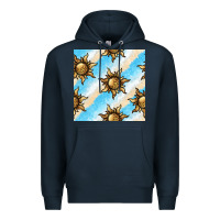 Navy leopard sun seamless pattern Premium Hoodie - BundleAndBundleShop