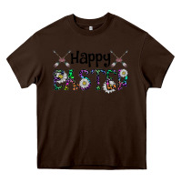 Chocolate Brown Happy Easter Heavy Core Tee - CowhideDigitalArt