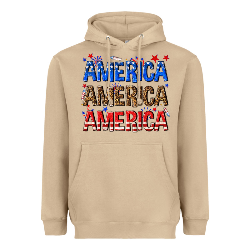 America America America Fourth Of July Heavyweight Hoodie by texasbilliewilder | Teevron