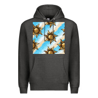 Charcoal Heather leopard sun seamless pattern Premium Hoodie - BundleAndBundleShop