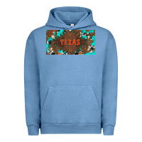 Pigment Pebble Blue western texas and bullskulls with turquoise and leopard licanse plate Urban Hoodie - Artiststas