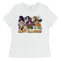 White happy halloween  gnomies Ladies Tee - BarkalooDesign
