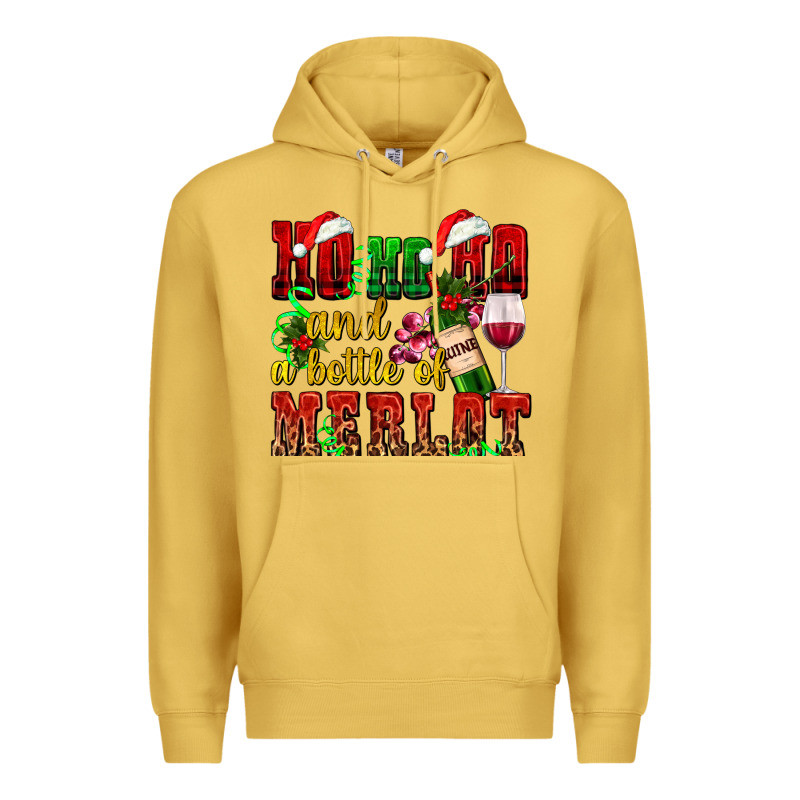 Ho Ho Ho And A Bottle Of Merlot Premium Hoodie by AdoDesignShop | Teevron