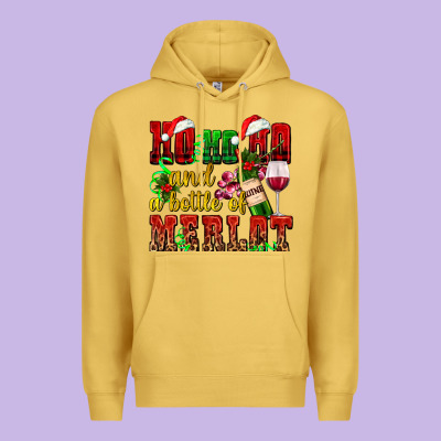 Ho Ho Ho And A Bottle Of Merlot Premium Hoodie Designed By Adodesignshop