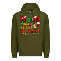 Army Green ho ho ho and a bottle of merlot Premium Hoodie - AdoDesignShop