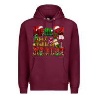 Burgundy ho ho ho and a bottle of merlot Premium Hoodie - AdoDesignShop